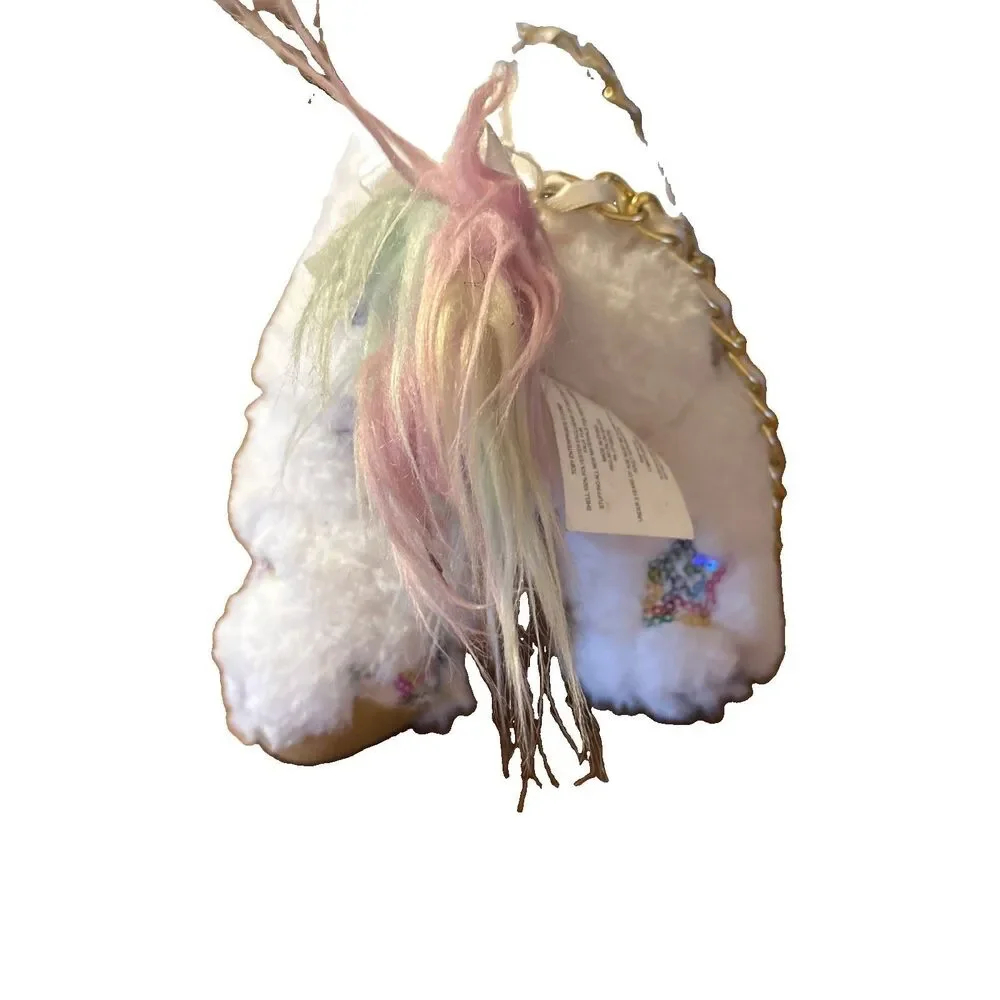 Toby Enterprises Unicorn Plush Purse Handbag White Rainbow Crossbody Bag
